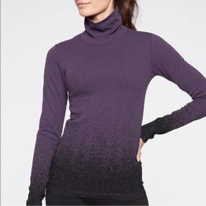 Athleta Flurry Blizzard Gradient Turtleneck Ribbed Purple Ombre Small‎ H14268